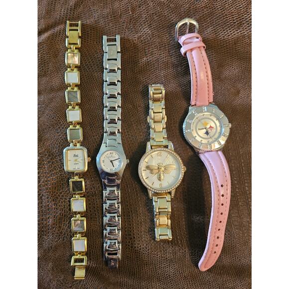 10 WATCHES Bundle Lot Women's As Is DIY Craft Project Pittsburgh Steelers Celtic - Picture 2 of 10